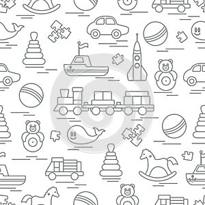 Seamless pattern with kids toys.