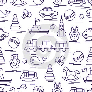 Seamless pattern with kids toys.