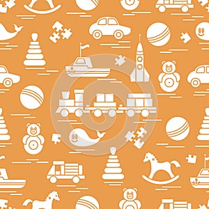 Seamless pattern with kids toys.