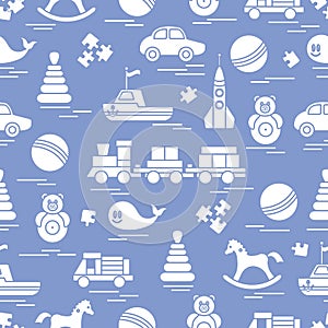 Seamless pattern with kids toys.