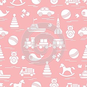 Seamless pattern with kids toys.