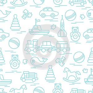 Seamless pattern with kids toys.