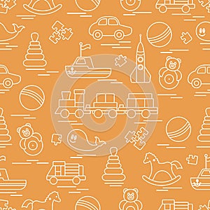 Seamless pattern with kids toys.