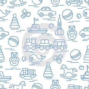 Seamless pattern with kids toys.