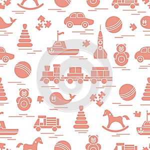 Seamless pattern with kids toys.