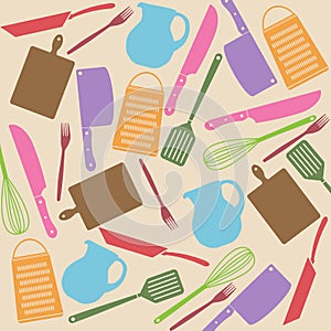 Seamless pattern of kitchen tools