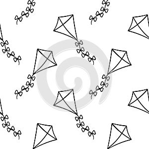seamless pattern of kites hand drawn