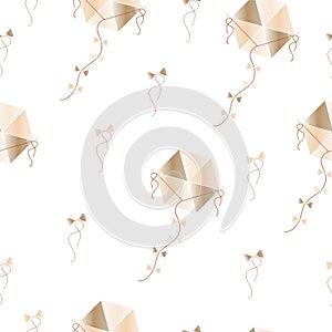 Seamless pattern with kites vector in brown and beige color