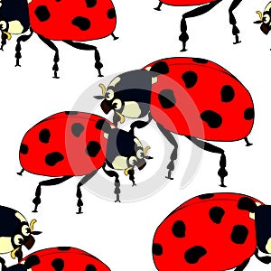 Seamless pattern is ladybug insect nature. vector illustration