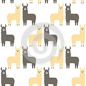 Seamless pattern lamas. Art can be used for child book, printing in the nursery