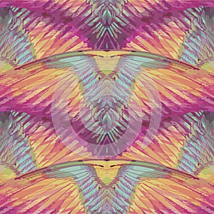 Seamless pattern. Large multicolored wings or feathers.