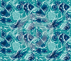 Seamless pattern with ldeep green sea waves, vector illustration