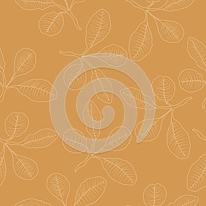 Seamless pattern of leaves and plants. Simple background for prints, textures, textile wallpapers