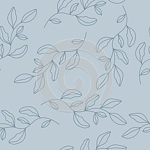 Seamless pattern of leaves and plants. Simple background for prints, textures, textile wallpapers