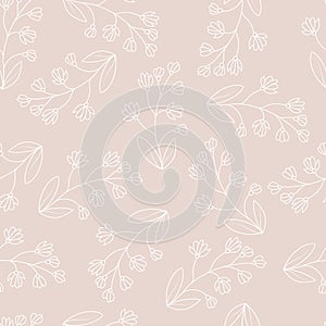 Seamless pattern of leaves and plants. Simple background for prints, textures, textile wallpapers