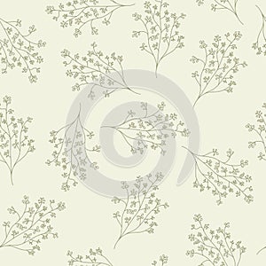 Seamless pattern of leaves and plants. Simple background for prints, textures, textile wallpapers