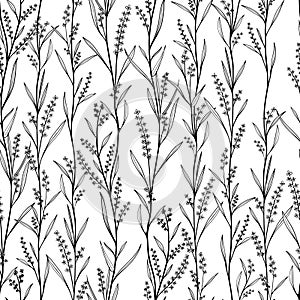 Seamless pattern with leaves silhouette. Nature background with tree branches. Vector seamless pattern with decorative