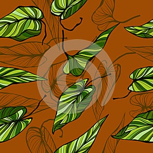 Seamless pattern with leaves, texture, tree, background, textile, package printing