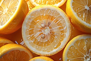 Seamless pattern of lemon slices background