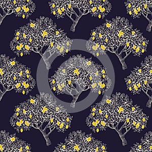 Seamless pattern with lemon trees
