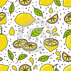 Seamless pattern with lemons