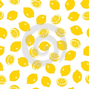 Seamless pattern with lemons. Vector illustration on white background