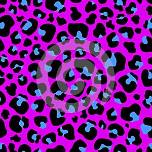 Seamless pattern Leopard print . Leopard pink background with blue spots vector illustration