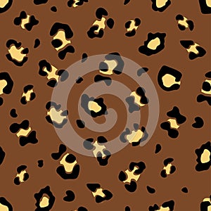 Seamless pattern with leopard skin. Flat vector illustration. For printing on T-shirts and other purposes
