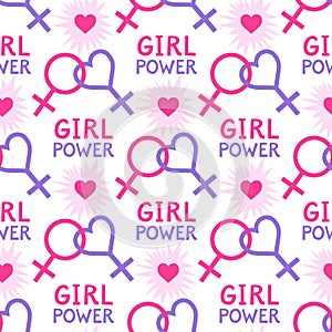 Seamless pattern with lesbian and feminist symbols.