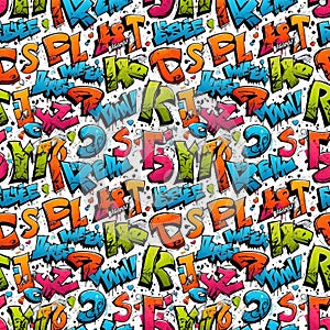 Seamless pattern with letters and number