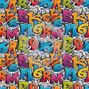 Seamless pattern with letters and number