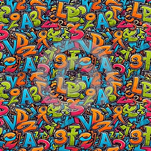 Seamless pattern with letters and number