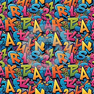 Seamless pattern with letters and number