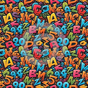 Seamless pattern with letters and number