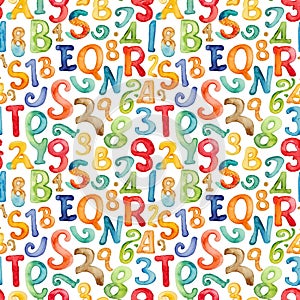 Seamless pattern with letters and number