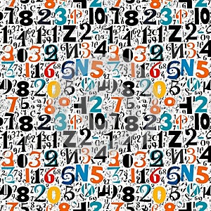 Seamless pattern with letters and number