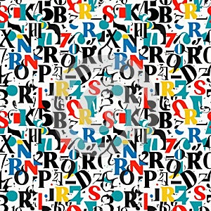 Seamless pattern with letters and number