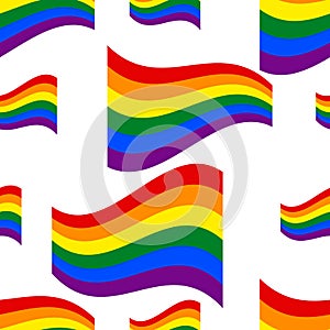 Seamless Pattern with LGBT rainbow Flag. Celebrating gay people rights. Same-sex love. Pride. Vector Illustration