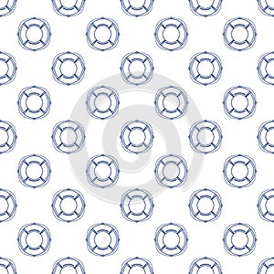 Seamless Pattern with Lifebuoy, Line Style