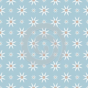 Seamless pattern on a light background symmetric flowers and stars, repeating intertwined triangles. Floral background