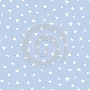 Seamless pattern of light stars on a light blue background.