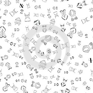 Seamless pattern line art female lingerie collection