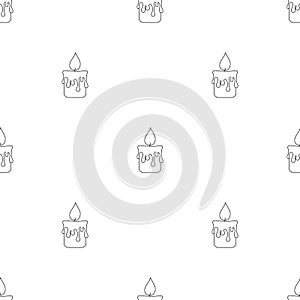 Seamless pattern with line style icon of a candle. Religional concept. Vector illustration for design, web, wrapping paper, fabric