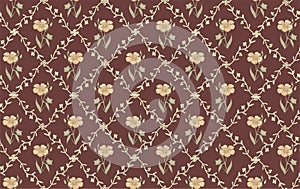 Seamless pattern Linum Flax isolated flowers Vintage background Drawing engraving Vector illustration