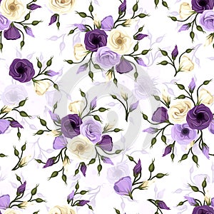 Seamless pattern with lisianthus flowers.