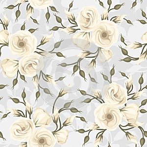 Seamless pattern with lisianthus flowers. Vector.