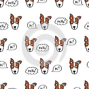 Seamless pattern with little cute dogs for gift wrap, kids textile or book covers