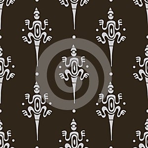 Seamless pattern with lizard in Maori style. Vector illustration