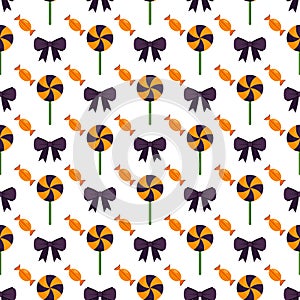 Seamless pattern lollipop, bow