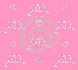 Seamless pattern of love mars and venus symbol